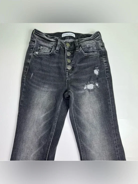 FLYING MONKEY - MID-RISE FLARE W/ EXPOSED BUTTON FLY & SLIT size 24 - Picture 4 of 10